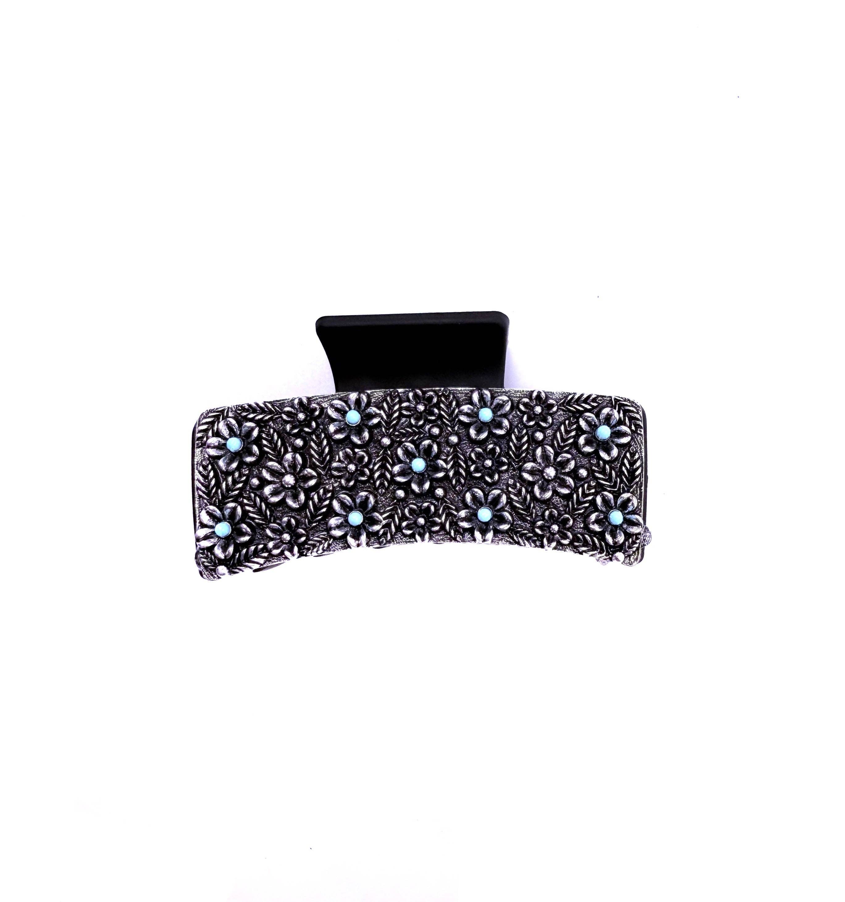 Western Flower Metal Plate Hair Claw