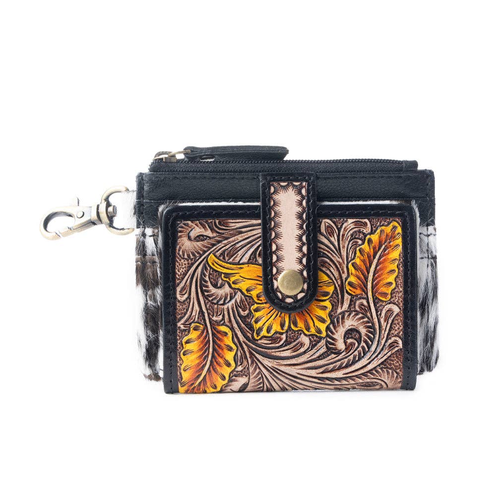 Wildflowers of the Prairie Credit Card Holder In Black & Brown: Black And Brown / Variants Combo