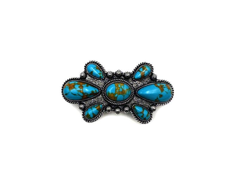 Western Turquoise Stone Concho Hair Barrette