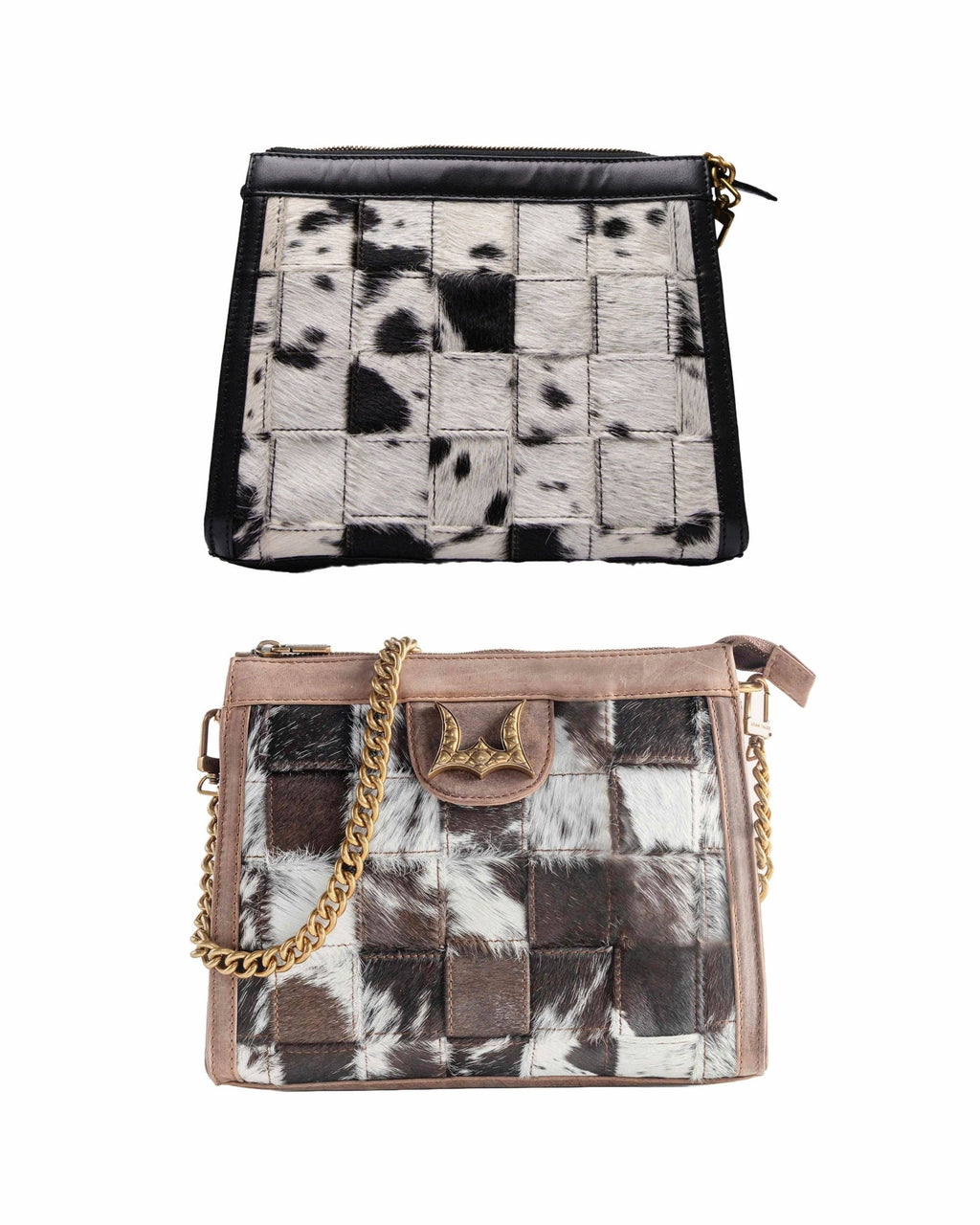 LOYAL WEST SCRAPPY MEDIUM CHAIN BAG IN COWHIDE AND BLACK CALFSKIN: Variants Combo