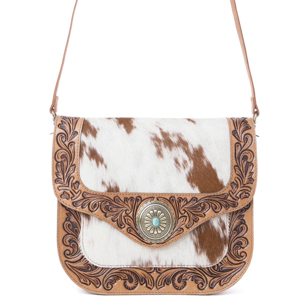 Yellowstone Frontier Ridge Handtooled Bag in Oat Mocha: Oat Mocha