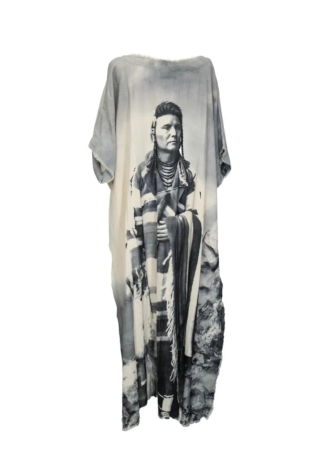 Hi-Lo Tunic with Chief Joseph Print in Gray