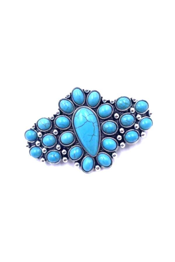 WESTERN DESIGN TURQUOISE STONE HAIR BARRETTE