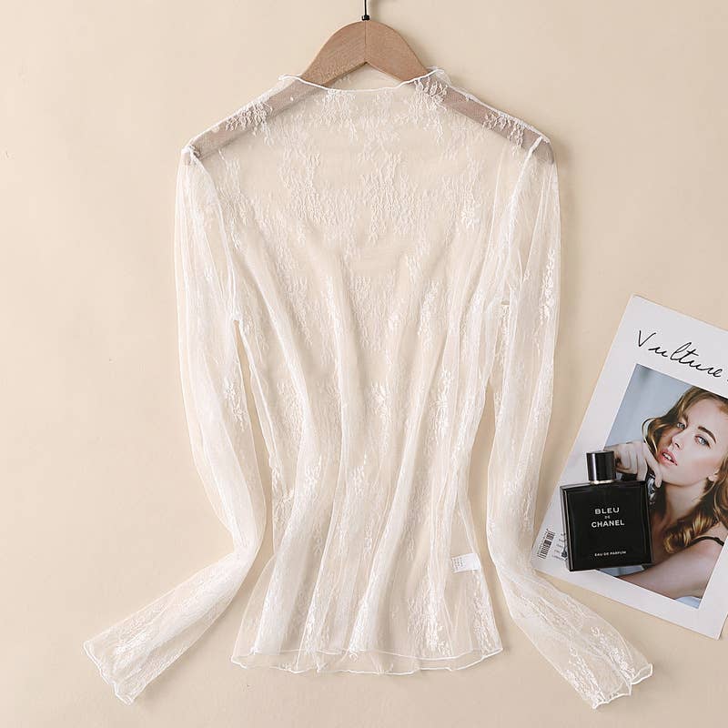 Lace Mesh Top: White / Missy / M