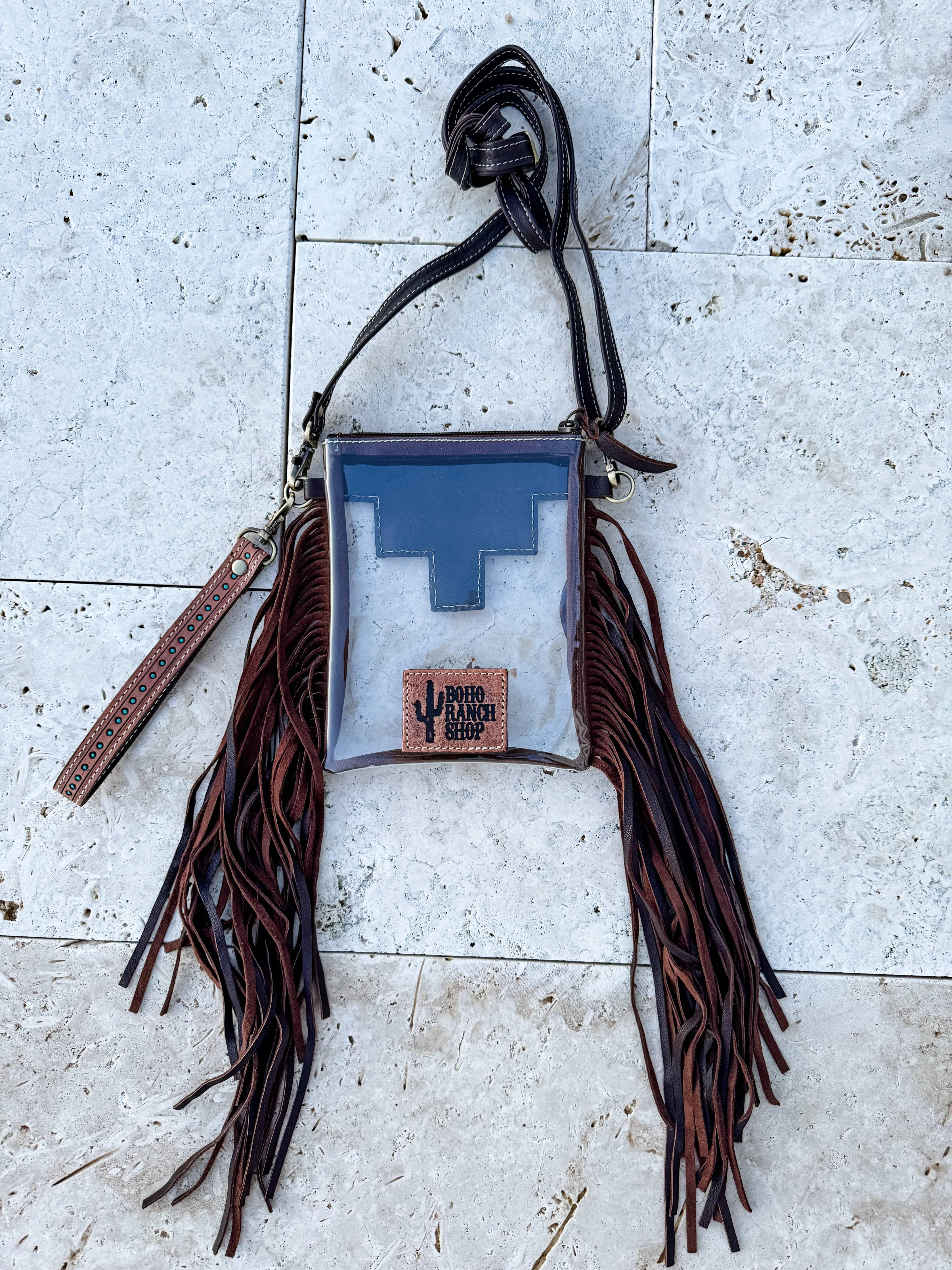SHAYNE SMALL - Hand Tooled Clear Crossbody Concert bag: Black