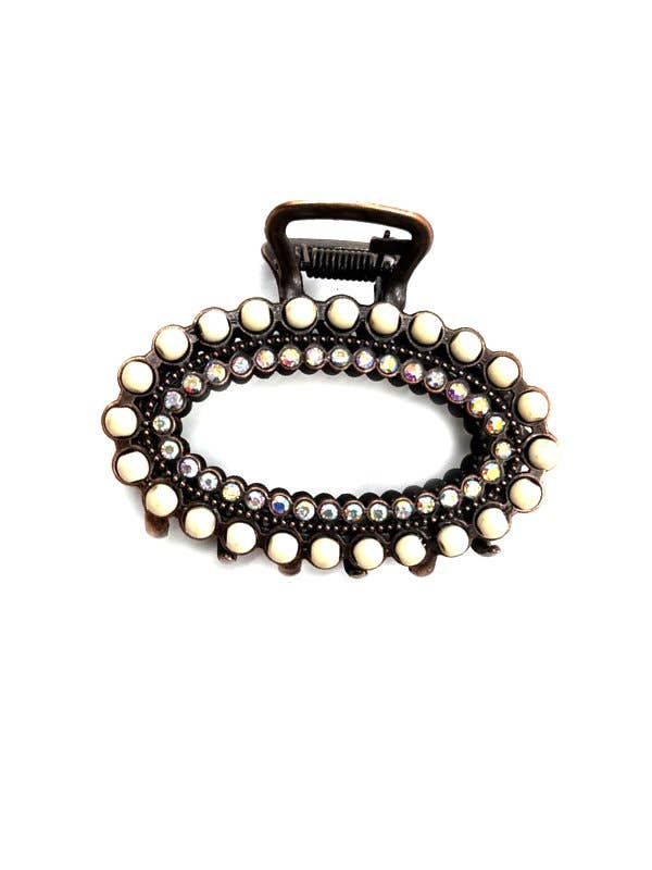 Western Oval Navajo Pearl Hair Claw