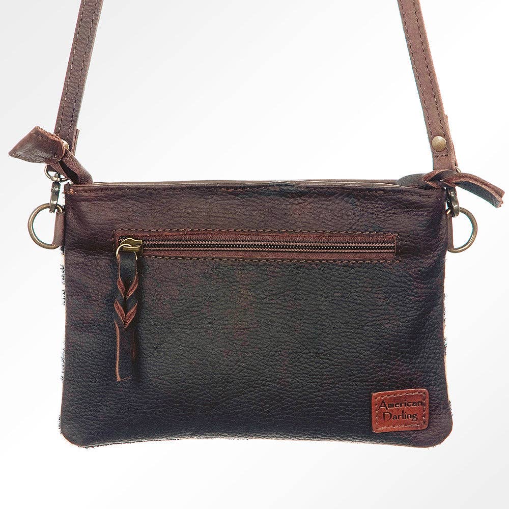 ADBG581 American Darling Hand Tooled Floral Carved & Hair-On Cowhide Small Cross body Bag: ADBG581