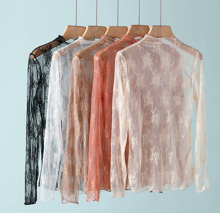 Lace Mesh Top: Black / Missy / XL