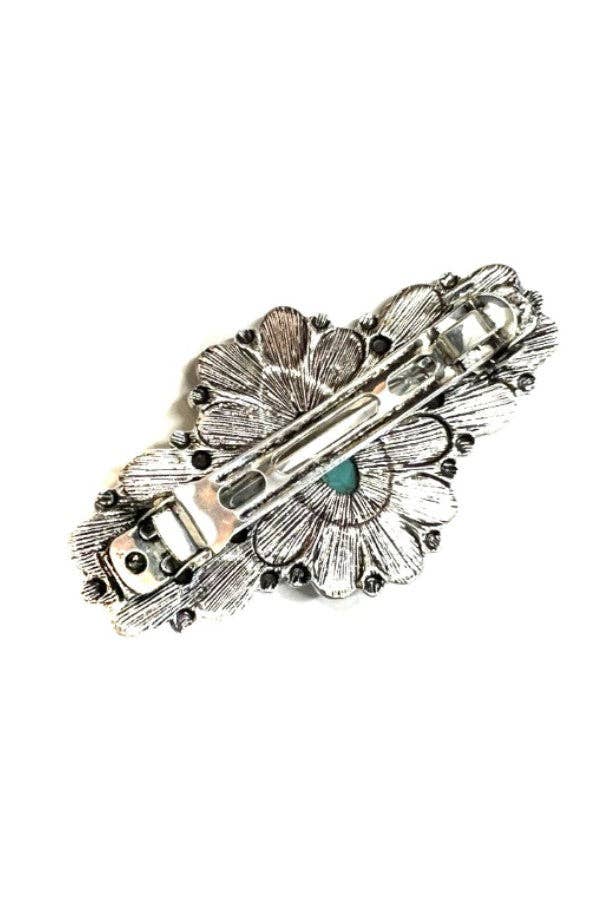 WESTERN DESIGN TURQUOISE STONE HAIR BARRETTE