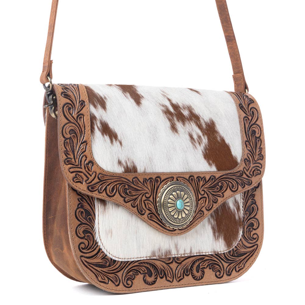 Yellowstone Frontier Ridge Handtooled Bag in Oat Mocha: Oat Mocha