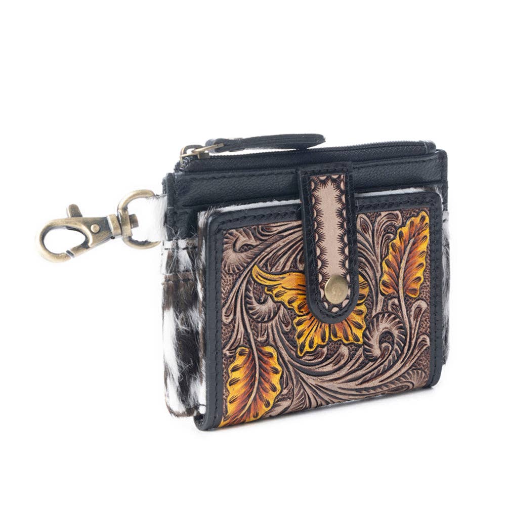 Wildflowers of the Prairie Credit Card Holder In Black & Brown: Black And Brown / Variants Combo