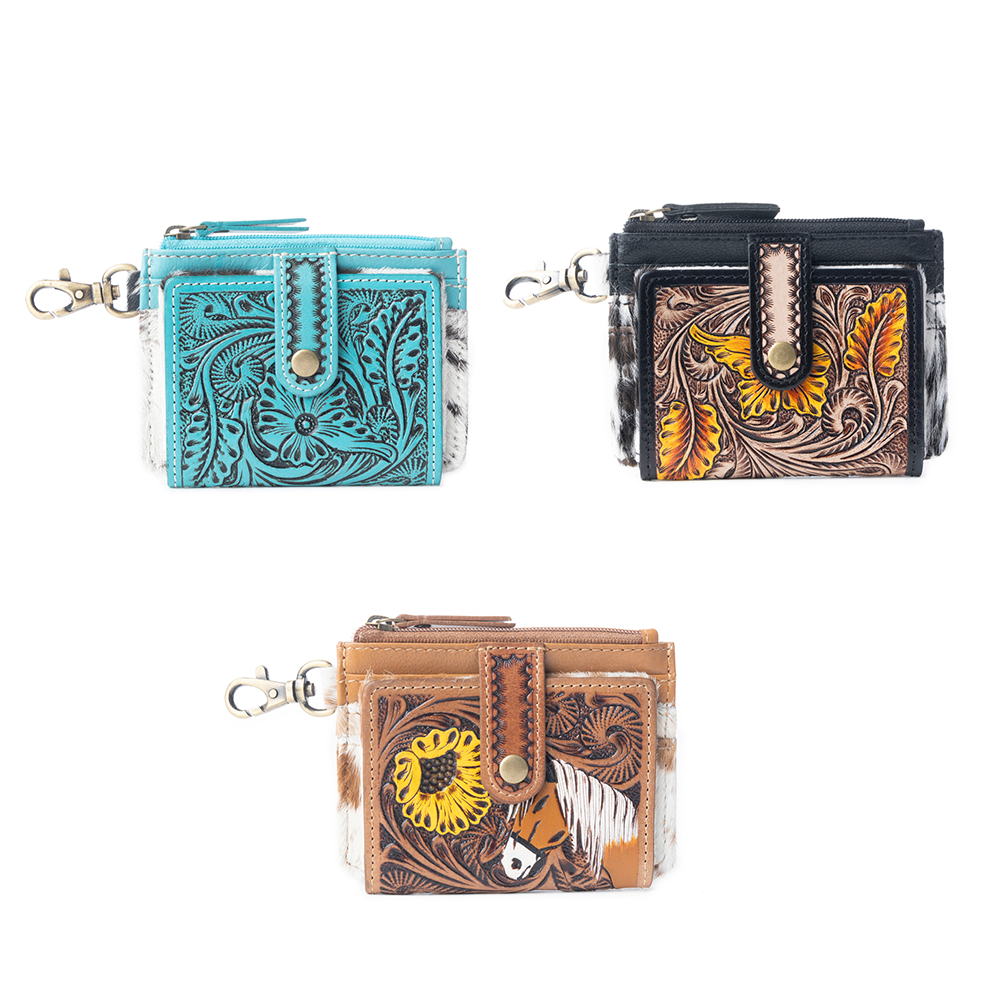 Wildflowers of the Prairie Credit Card Holder In Black & Brown: Black And Brown / Variants Combo