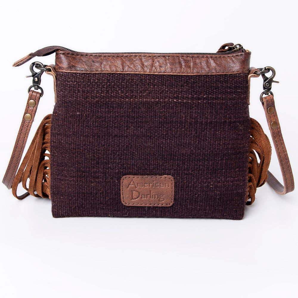 ADBG236 American Darling Cross body Bag with Woven Saddle Blanket & Fringes: ADBG236B