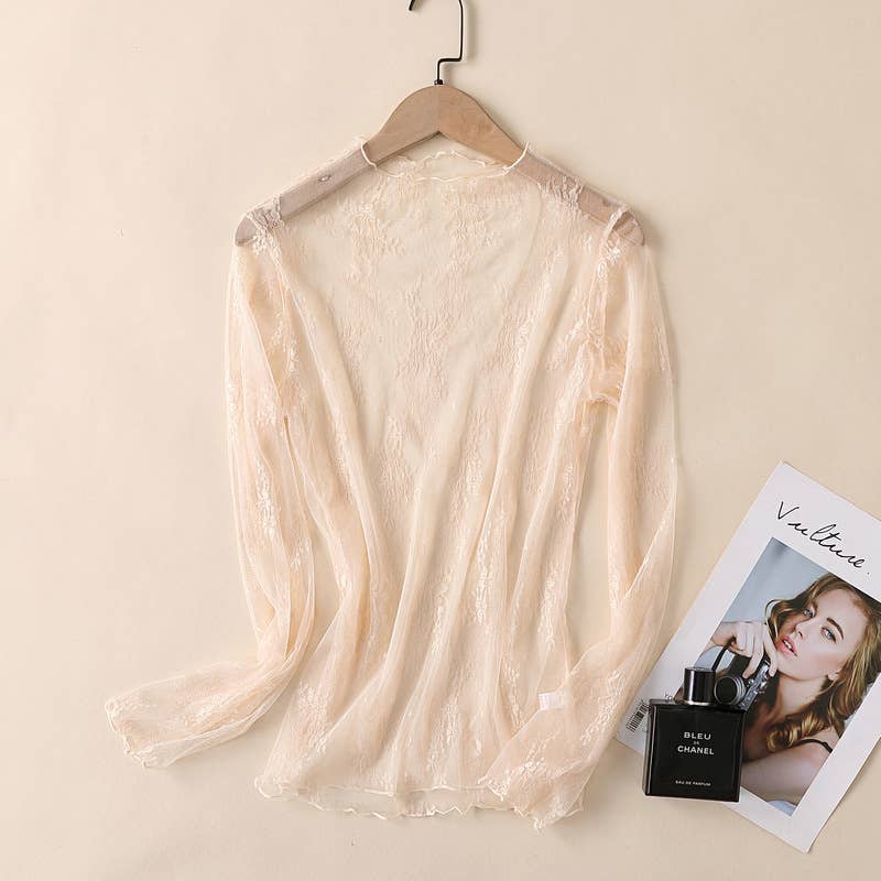 Lace Mesh Top: Black / Missy / XL