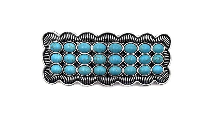 Western Turquoise Bubble Metal Plate Hair Barrette